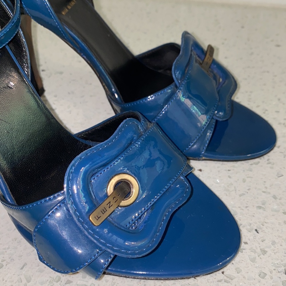 Fendi Designer Vintage Patent Leather Heel Shoes Sandals in Navy - Picture 6 of 7